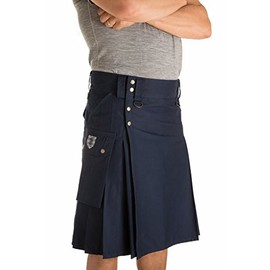 Damn Near Kilt 'Em Men's Stowaway Utility Kilt Small Navy Blue