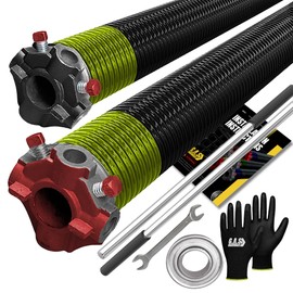 Garage Door Torsion Spring Replacement 2" Pair 207x2x20 with Winding Bars, 1" Steel Bearing, Gloves & Wrench Precision E-Coating Heavy Duty 5-Year Warranty Min 30,000 Cycles