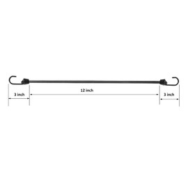 Joneaz Bungee Cords 12 inch with Metal Hooks, 4 Pack, Black Heavy Duty Bungee Cord with 10mm Diameter, Marine Grade Plastic Coating Hooks