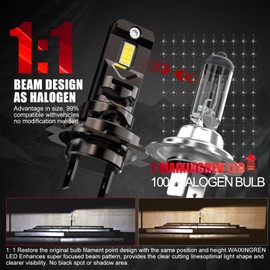 WAIXINGREN H7 Headlight Bulb, 6500K Cool White, 60W 26000LM H7 Led Headlight Bulb with Fan, No Adapter Required, Plug and Play Easy Installation, Pack of 2 (H7)