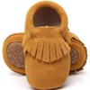 HONGTEYA Leather Baby Moccasins Hard Soled Tassel Crib Toddler Shoes