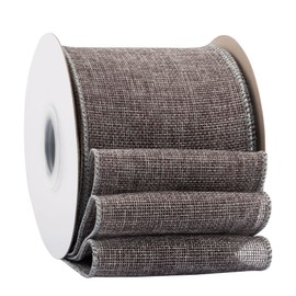 Ribbonitlux Metal Grey Burlap Wired Ribbon, 100mm x 18 Meters, Wired Edge Burlap Ribbon for Gift Wrapping, Big Bow, Wreath, and Christmas Tree Decoration