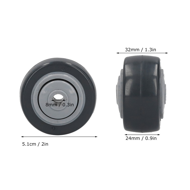 4Pcs Mute Wheel PU AntiWinding Furniture Trolley Directional Caster 2in