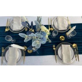 BTF HOME Velvet Table Runner, 10ft Luxurious Wedding Reception Decorations Soft Velvet Fabric Table Linen Overlay for Party (20 x 120 inch, Teal Blue)