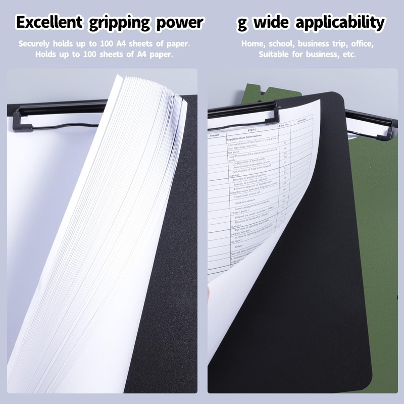 FRETONBA Clipboard A4 with Double Clips, 2 Pieces Foldover Clip