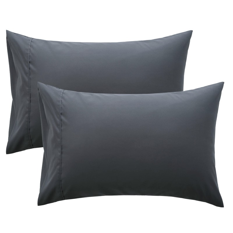 Bedsure Pillow Cases 2 Pack Dark Grey - Brushed Polyester