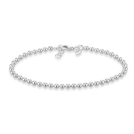Miabella 925 Sterling Silver Italian Handmade 3mm Bead Ball Strand Chain Bracelet for Women Made in Italy (Length 6.5 Inches + 0.5 Ext. (X-Small))