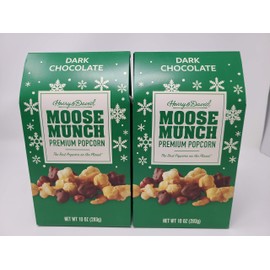 Harry & David Holiday Moose Munch Premium Popcorn Dark Chocolate 10 oz, 2 Boxes