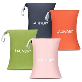 WiseBoy 4 Pack Laundry Bags, Travel Laundry Bag for Dirty Clothes, Washable Nylon Wet Dry Bag, Swimming Yoga Bathing Suit Workout Wet Dry Bags