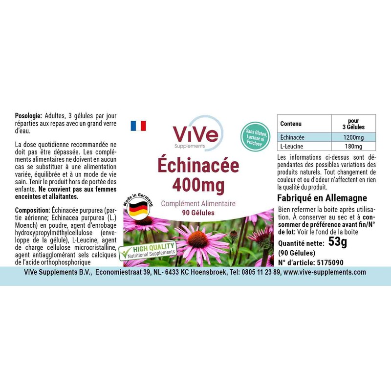 Echinacea 400 mg – 90 Capsules – High Dose and