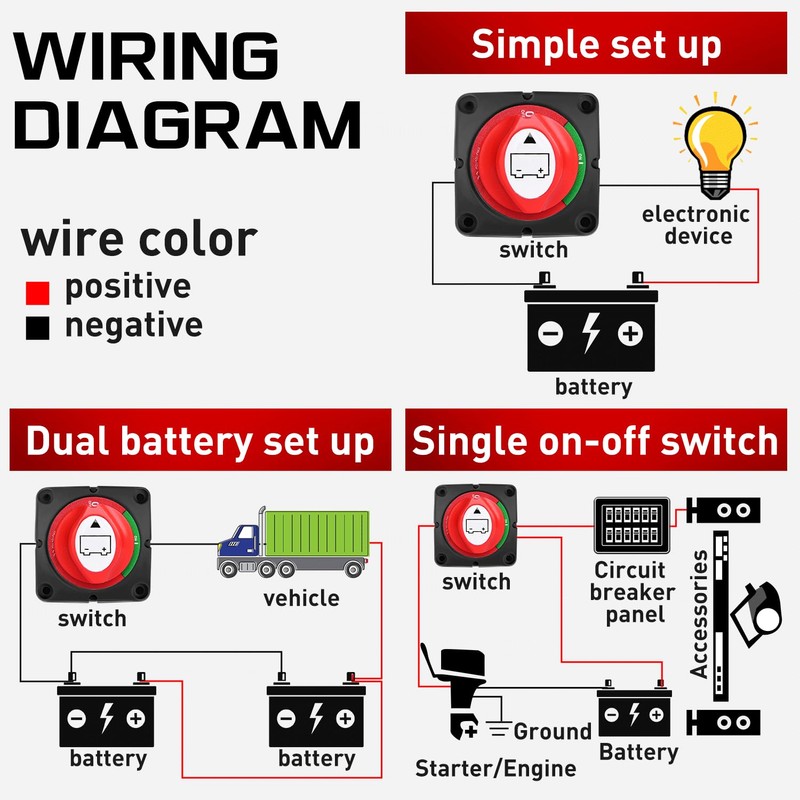 Nilight 600A High Current Battery Switch 12V 24V 48V ON