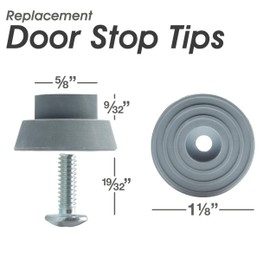 Door Stopper Replacement Rubber Tips - Ribbed Rubber Foot Door Stop Tips for Kickdown/Drop Down Door Stop Holder - Pack of 5 Durable Rubber Door Stoppers with Screws - Grey