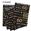 60th Birthday Wrapping Paper,5Pcs 50 * 70cm Black Gold Wrapping