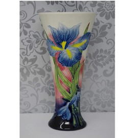 Old Tupton Ware Vase 8" 1298 Hand Made & Painted Tube Lined Pottery Blue Iris