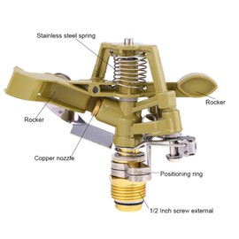 360 Degree Rotating Irrigation Sprinkler Head, Garden Sprinkler Head, Zinc Irrigation Sprayer Sprinkler for Garden Lawn