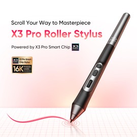 XPPen X3 Pro Roller Stylus 16K Pressure Levels 20% Higher Accuracy Battery-Free Stylus Compatible for XPPen Artist Pro 14 &16 Gen2/ Artist 22 Plus/Deco Pro Gen2 Series Drawing Tablet