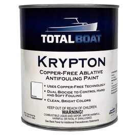TotalBoat Krypton Copper Free Antifouling – Marine Ablative Boat Bottom Paint | for Fiberglass, Wood, Aluminum & Steel Boats | Ideal for Outdrives & Trim Tabs (White, Quart)