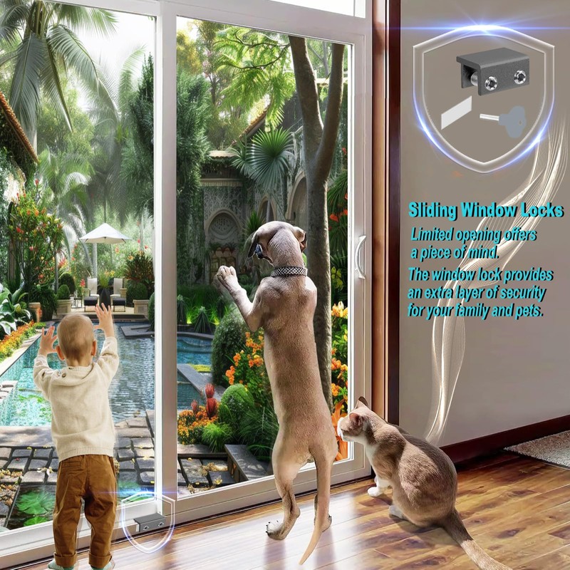 Window Locks,(8 Sets) Sliding Window Locks with Key,Window Locks Security