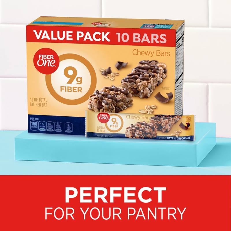 Fiber One Chewy Bars, Oats and Chocolate, Fiber Snacks, Value