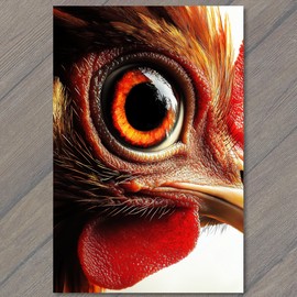 PaperMadDogScar POSTCARD Chicken Close-Up Stunning Poultry Human Eye Detail Weird Strange Creepy