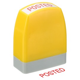 PATIKIL Posted Notice Stamp Self Inking, Red Ink Office Stamps Pre Inked Message Stamp Refillable Business Stamp, Yellow