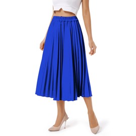 TONCHENGSD Falda plisada retro de cintura alta para mujer, falda plisada con estampado de leopardo, Azul Real, XL