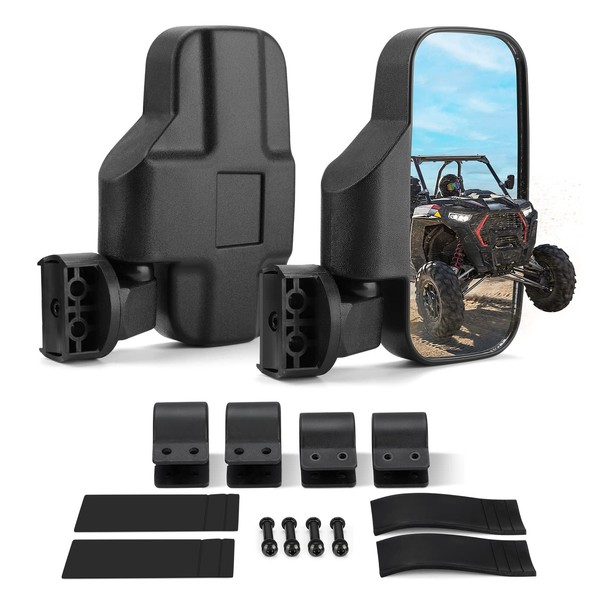 UTV Mirrors, KEMIMOTO UTV Side Mirrors Fits 1.6-2 IN Roll Cage Compatible with Pioneer Polaris RZR 900 1000 Can Am Kawasaki Mule Rhino YXZ Zforce Shatter Proof Tempered Glass
