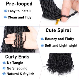 Senegalese Twist Crochet Hair for Black Women 24inch Boho Island Twist Crochet Braids With Curly Ends 20strands/pack Pre looped Goodess Boho Box Braids Hair for Braiding Hair Extensions(1b, 7pack)