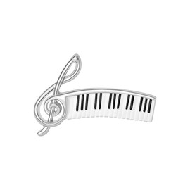 Piano Lover Musical Instrument Brooches Pianist Delicate Music Note Lapel Pin Recital Gift For Piano Players Teacher Students Graduation Pins Decoration Dress Accessories Boutonniere Corsage (Silvery)