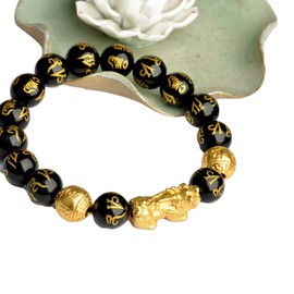 Feng Shui Black Obsidian Wealth Bracelet, Lucky Bead Bracelet, Ideal Gift