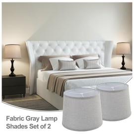 Namolit 2 Sets of Fabric Lampshade for Table Lamp Floor Lamp American Style Lampshade with Lampshade Harp Stand E26 UNO Hole Linen