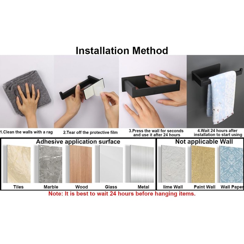 Vanloory Hand Towel Holder, Strong Self Adhesive Hand Towel Ring,