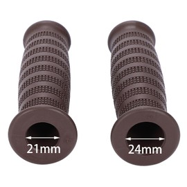 nakira Motorcycle Grip, Barrel Type, Moped, Handle, 0.9 inches (22.2 mm), Left and Right Set, Rubber A Type (Dark Brown)