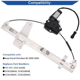 Obaee 741-557 Front Passenger Side Power Window Lift Regulator & Motor Assembly Compatible with Jeep Grand Cherokee WJ Series 2000-2004, Only Fit the Car Manufactured After 3/9/2000 Replace 55363286AD