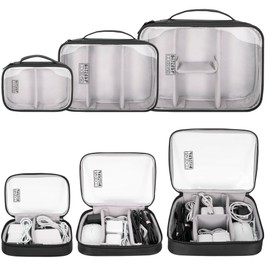 AKOZLIN Padded 3pcs/set Travel Organizer Office Cord Cable Electronics Accessories Bag Electrical Cord Management Case