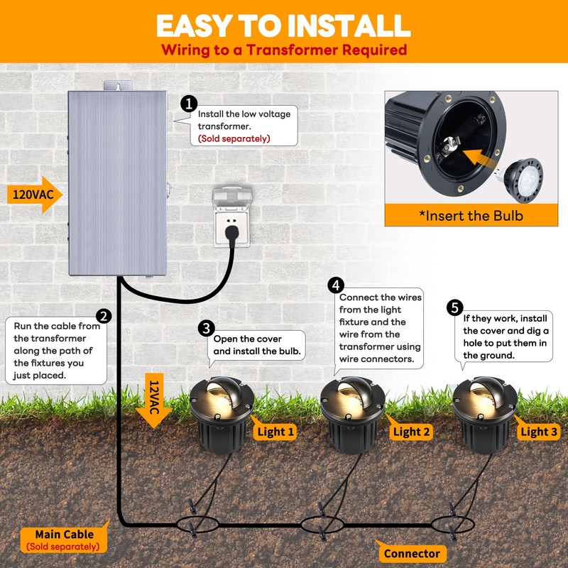 Gardenreet Brass Well Light - Waterproof 12V Ip65 In-Ground Landscape