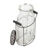 Creative Co-Op Glass vase in Metal Stand with Metal Frog