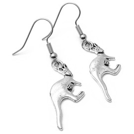 Kangaroo Earrings, Tibetan Silver 3D Charms on Nickel Free Silver Tone Hooks : 43mm long, Charm Earring Gift for Women, Kangaroo Lover Jewellery, Wild Animal Drop Earrings