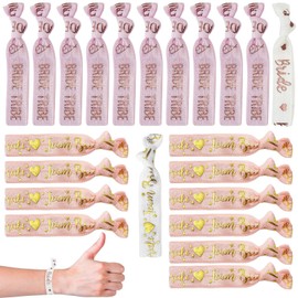 22PCS Hen Party Wristbands Set, Team Bride Bracelets Hen Party Decoration, Bride Wristbands for Wedding, Bachelorette Party, Engagement (2X White Bride+ 10x Pink Team Bride+ 10x Rose Gold Team Bride)