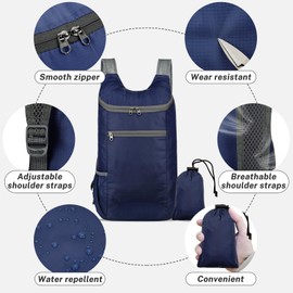 WisePoint Hiking Backpack, Water-repellent Outdoor Backpack Camping Backpack for Men Women, Hiking Daypack Foldable Backpack (black)