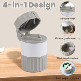 4 in 1 Pill Crusher for Tablets, ABS Pill Cutter Grinder Splitter with Stainless Steel Blade, Pill Crusher for Tablets Pills Splitter Tablet Crusher with Storage