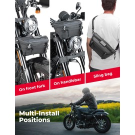 KEMIMOTO - Bolsa universal para manubrio de motocicleta, bolsa de almacenamiento frontal impermeable para motocicleta, moto y nieve con horquilla delantera