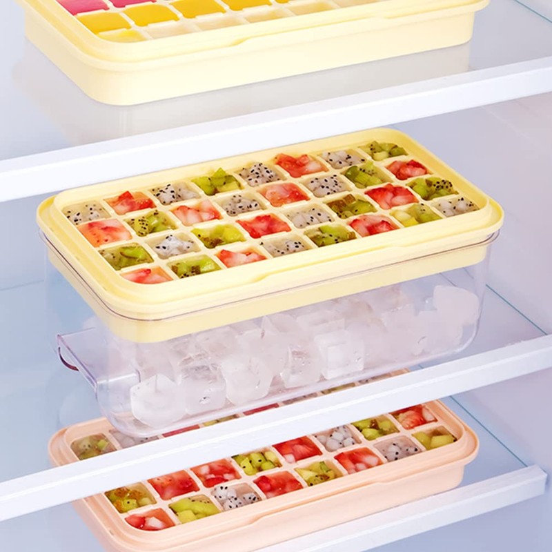 Press Type Ice Cube Maker, Ice Cube Trays with Lid
