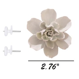 AMERRY Ceramic Flower Wall Art, Artificial 3D Flower Wall Art, Handmade 3D Wall Art Hanging Sculpture, Porcelain Flower Wall Decoration for Home Office Decor (White,Jasmine Flower，2.76")