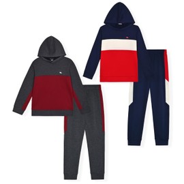 TONY HAWK 4 Piece Boys Jogger Sets for Kids 2 Pack Fleece Hoodie and Pull-On Sweatpants for Kids Skateboarding