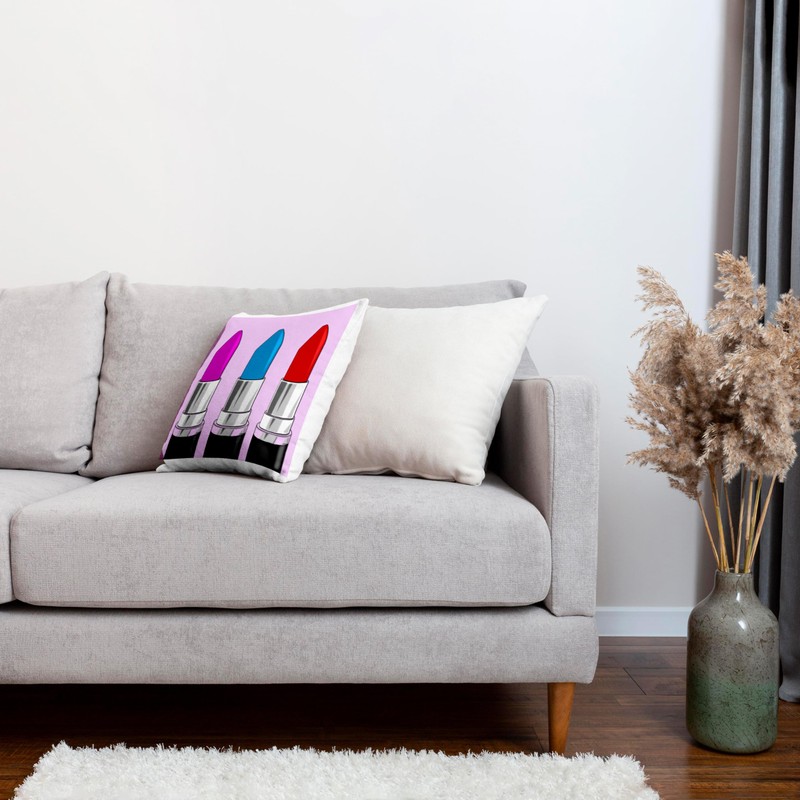 3dRose Colorful Pink. Popular Lipstick Image. Pillow Case, 16 x