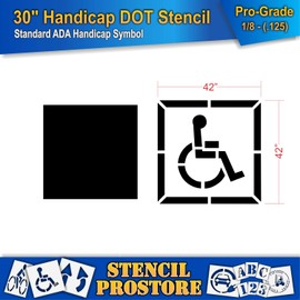 Pavement Stencils - 30 inch - Handicap - ADA Stencil with Border & Background - (2 Piece) - 42" x 42" x 1/8" (128 mil) - Pro-Grade