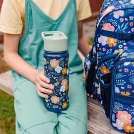 Wildkin Kids 18oz Stainless Steel Water Bottle – BPA-Free, Leakproof, Insulated, Easy-Clean - Wildflower Bloom