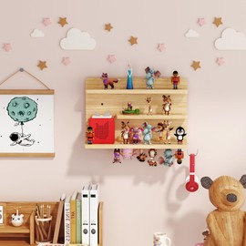 for Tonies Shelf Magnetic - Tonies Figure Organizer for Kids Room, Wooden Magnetic Display Shelf for Tonies Box Holder, Wall Floating Shelves Toy Storage Compatible Charging Station (3 Tier, Wood)