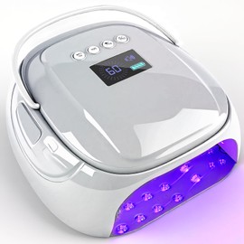 BOMOQING 126W Rechargeable UV LED Nail Lamp, Portable Cordless Nail Dryer with Auto Sensor and 4 Timer Settings, Professional Curing Lamp for Gel Polish and Salon (Plating Silver)
